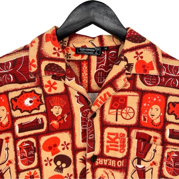Shag Limited Edition Tiki Oasis 10th Ann. Short Sleeve Hawaiian Shirt Red Medium - Picture 4 of 6